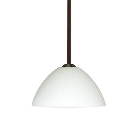 Besa Lighting Tessa Stem Pendant, White, Bronze Finish, 1x75W Incandescent 1TT-420107-BR